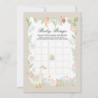 Beige Silly Goose Floral Gingham Baby Bingo Game