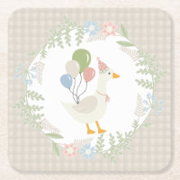 Beige Silly Goose Floral Gingham Paper
