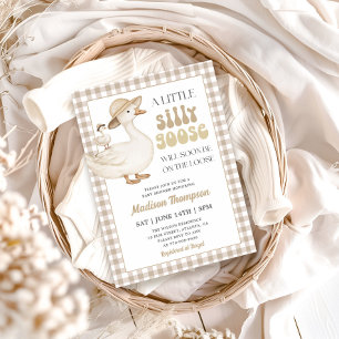 Beige Silly Goose On The Loose Boy Baby Shower Invitation