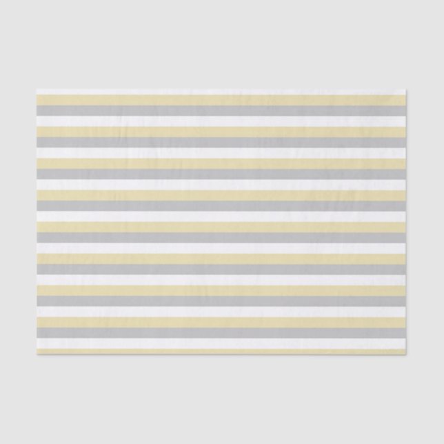 Beige, Silver and White Stripes Tissue Paper (Front)