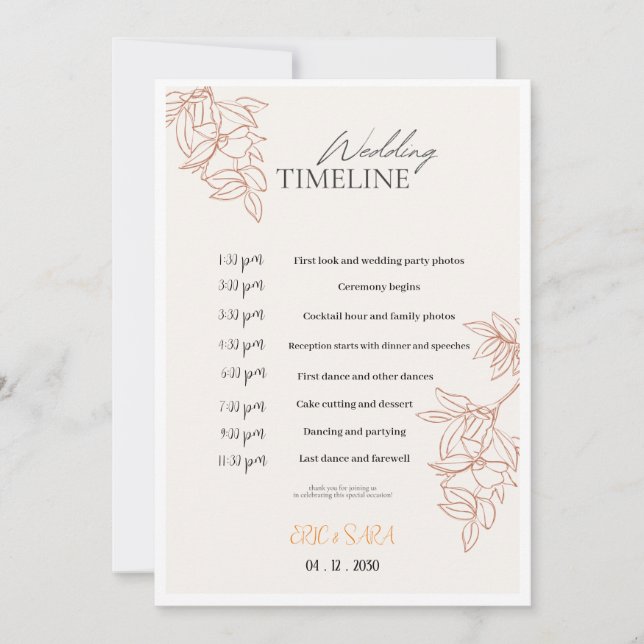 Beige & Simple Elegant Minimalist Wedding Program Invitation (Front)