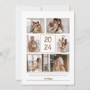 Beige Simple Family Photo Merry Christmas Card