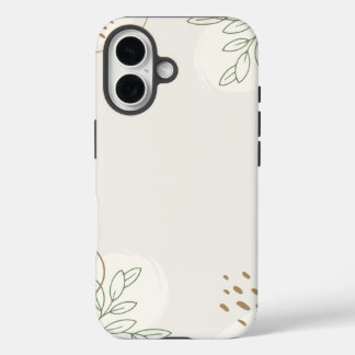 Beige Simple Floral Watercolor Minimalist Linktree iPhone 16 Case