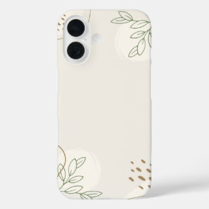 Beige Simple Floral Watercolor Minimalist Linktree iPhone 16 Case