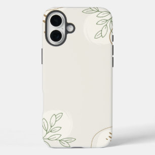 Beige Simple Floral Watercolor Minimalist Linktree iPhone 16 Plus Case