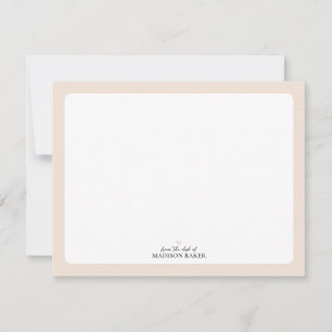 Beige Simple Heart Personalised Stationery Card