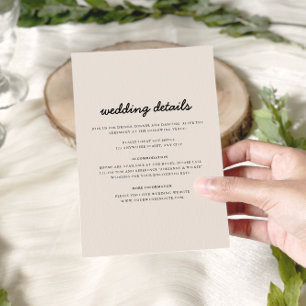 Beige Simple Minimalist Photo Wedding Details Enclosure Card