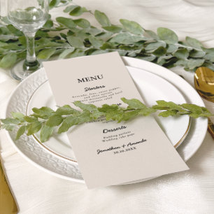 Beige Simple Minimalist Photo Wedding Menu