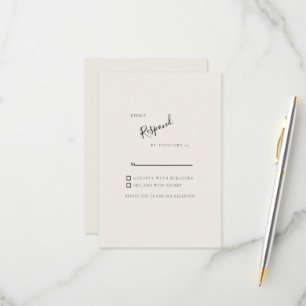 Beige  Simple Modern Wedding RSVP Card