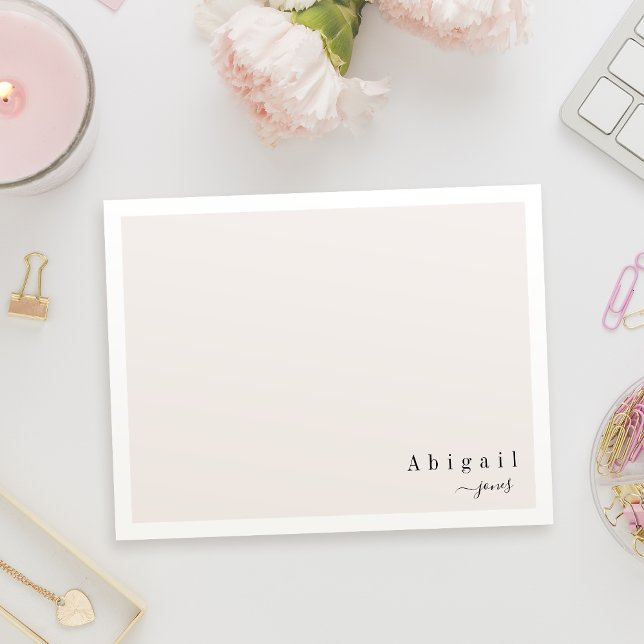 Beige Simple Script Modern personalized Stationery Card (Beige Simple Script Modern personalized Stationery Note Card)