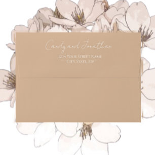 Beige Simple Style Modern Script Wedding Envelope