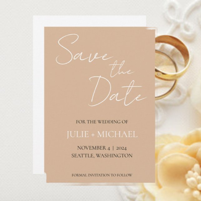 Beige Simple Style Wedding Save The Date (In Situ Wedding)