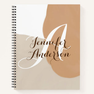 Beige Sketchbook minimalist monogram name initial Notebook