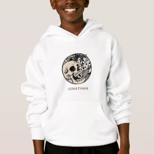 Beige Skull & Tropical Leaf Pattern Boys Name Fun