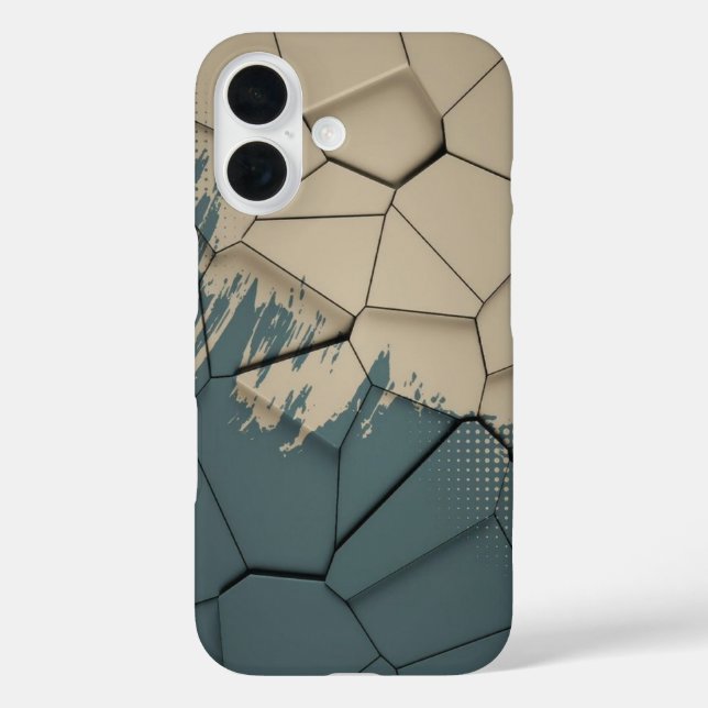 Beige & Slate Blue Worn Texture Geometric Phone Ca Case-Mate iPhone Case (Back)