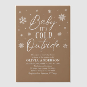 Beige Snowflake Baby It's Cold Outside Baby Shower Vellum Invitations