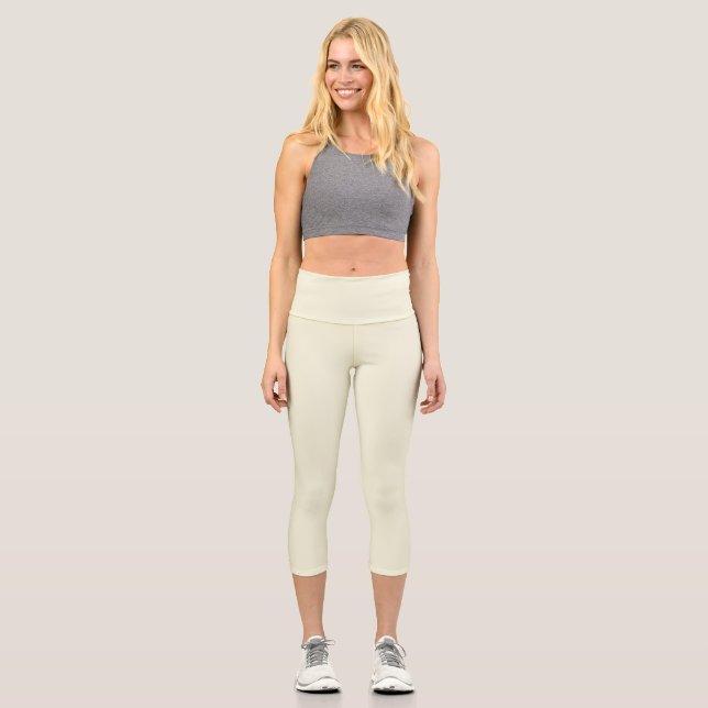  Beige (solid colour)  Capri Leggings (Front)
