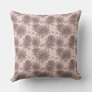 beige solid floral abstract pattern retro sixties cushion