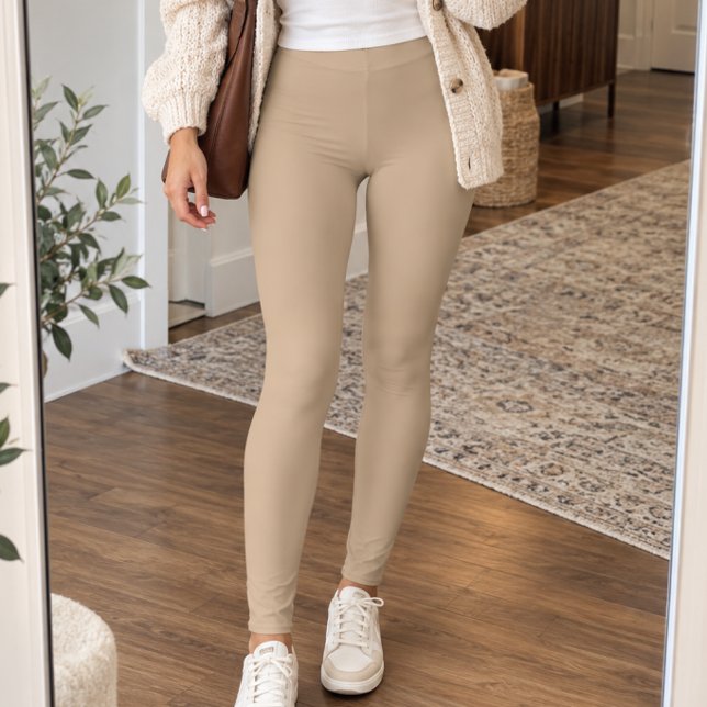 Beige Solid Leggings (Creator Uploaded)