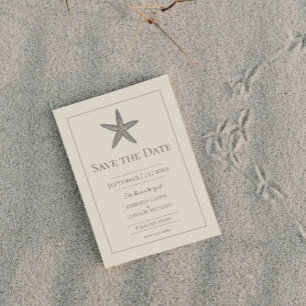 Beige Starfish Monogram Photo Save The Date