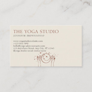 Beige Stars Energy Hands Moon Spiritual Business Card