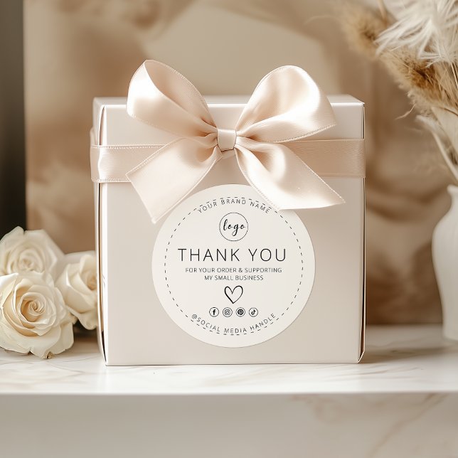 Beige Sticker with Logo Thank you for your order (Beige Sticker with Logo Thank you for your order)