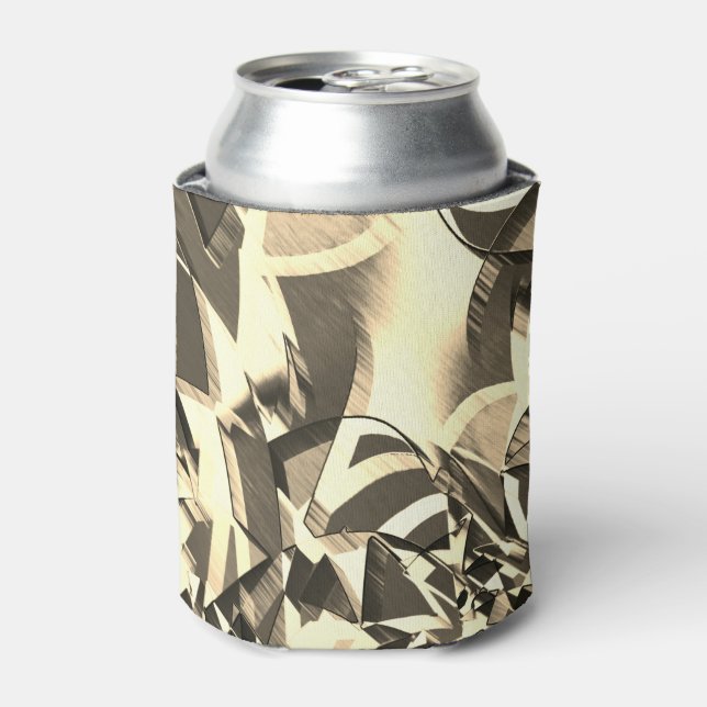 Beige streaks on some brown, drizzled image can cooler (Can Front)