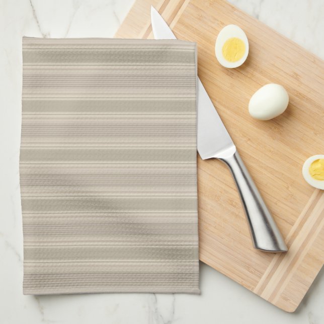 Beige Stripe Kitchen Tea Towel (Quarter Fold)