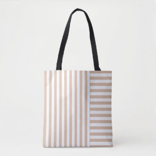 beige striped tote bag