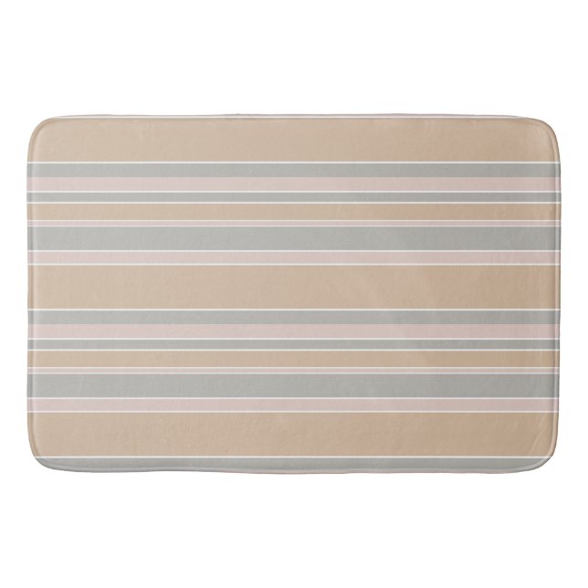 Beige stripes bath mat (Front)