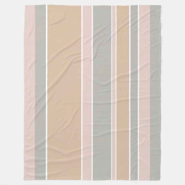 Beige stripes fleece blanket (Front)