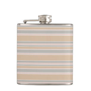 Beige stripes hip flask