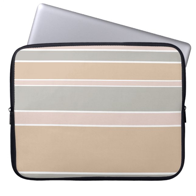 Beige stripes laptop sleeve (Front)