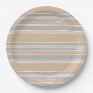 Beige stripes paper plate