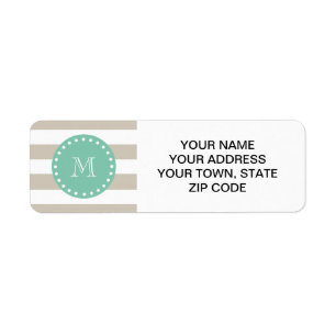 Beige Stripes Pattern, Mint Green Monogram