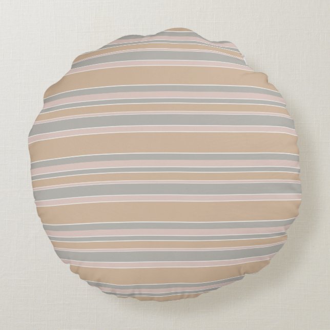 Beige stripes round cushion (Back)