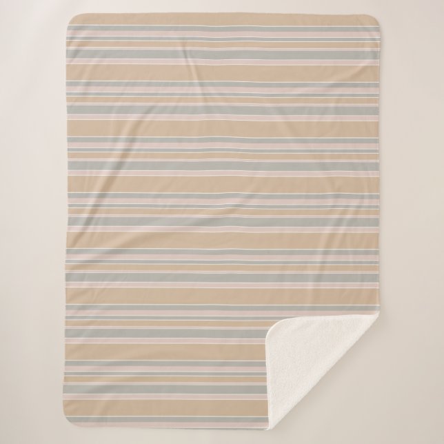 Beige stripes sherpa blanket (Front)
