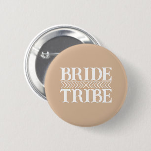 Beige Stylised Bride Tribe 6 Cm Round Badge