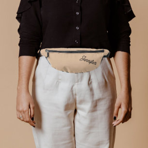 Beige Stylised Bridesmaid Name Bum Bags