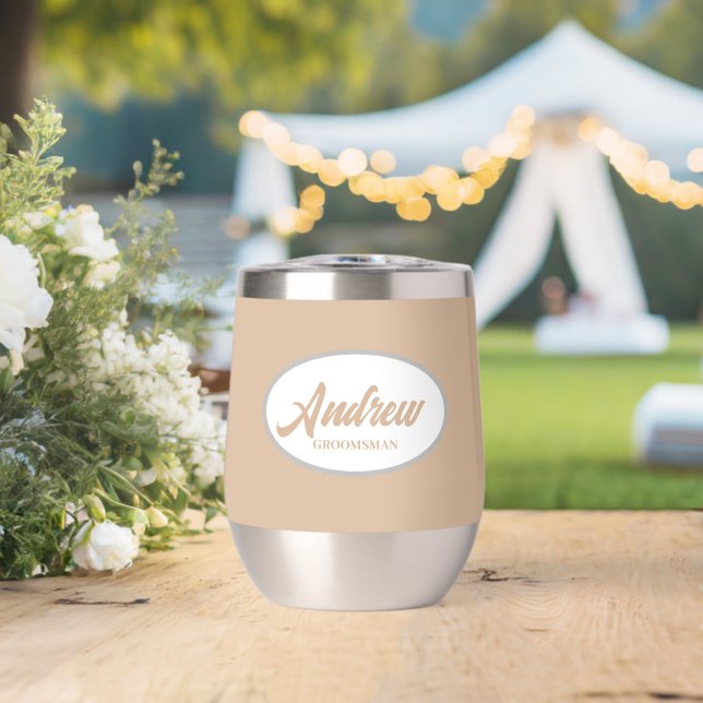 Beige Stylised Name Wedding Groomsman (Wedding (Rotated))