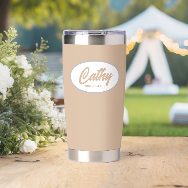 Beige Stylised Wedding Bridesmaid Insulated Tumbler (Wedding (Rotated))