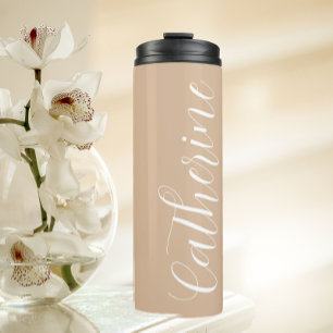 Beige Stylised Wedding Bridesmaid Thermal Tumbler