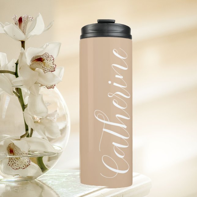 Beige Stylised Wedding Bridesmaid Thermal Tumbler (In Situ)