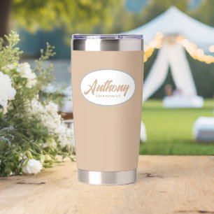 Beige Stylised Wedding Groomsman Insulated Tumbler