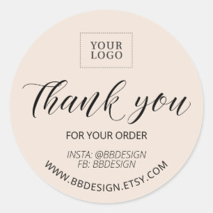 Beige Stylish Small Business Thank you sticker