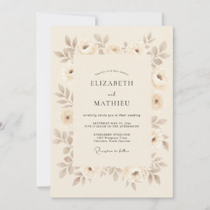 Beige Subtle Vintage Wedding Invitation