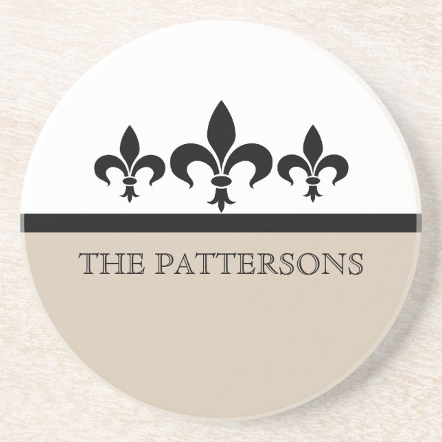 Beige Swanky Fleur De Lis Coaster (Front)