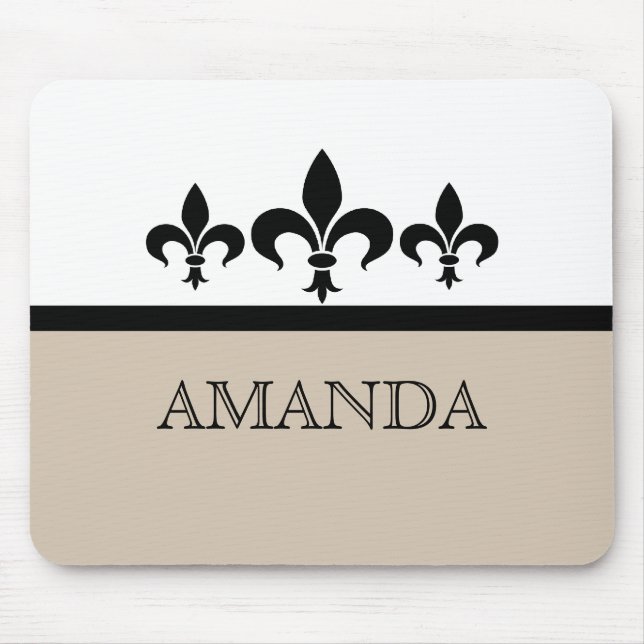 Beige Swanky Fleur De Lis Mousepad (Front)