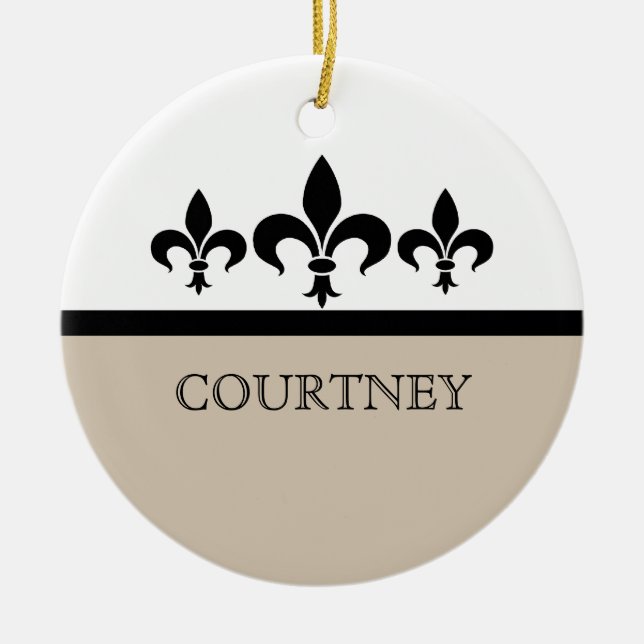 Beige Swanky Fleur De Lis Ornament (Front)