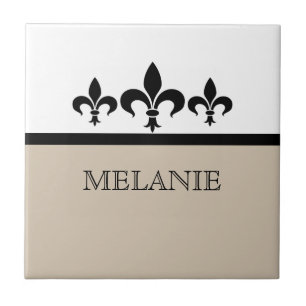 Beige Swanky Fleur De Lis Tile